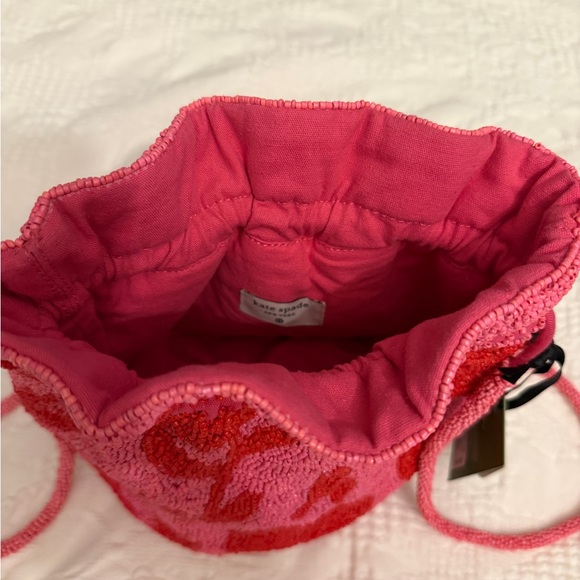 kate spade pink and red beaded drawstring mini bucket bag - Picture 3 of 3